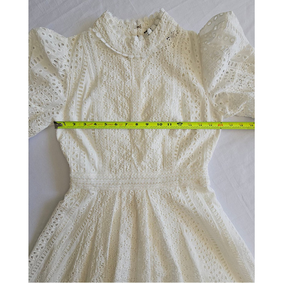 MINT *Lady Ribbon* Women's White Fit and Flare Eyelet Mini Dress S - Picture 6 of 10
